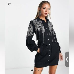 Black Dress with Silver Embroidery